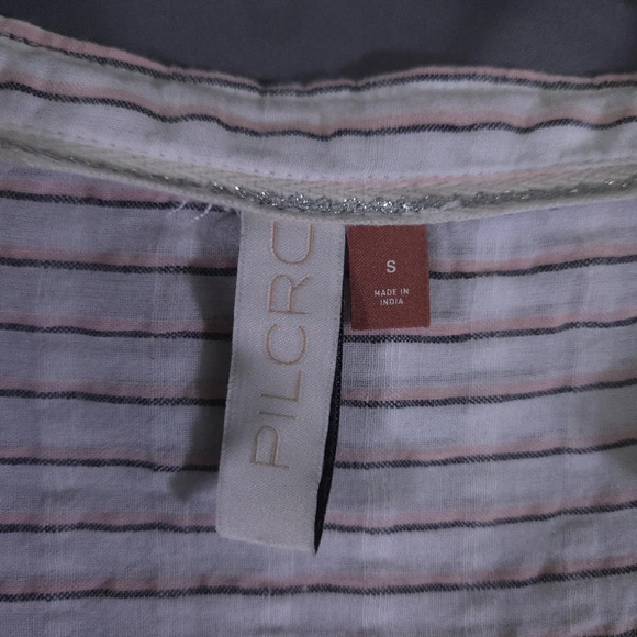 Pilcro by Anthropologie Brianna Blouse Linen Blend Ruffel Oversized Size Small - Picture 2 of 11